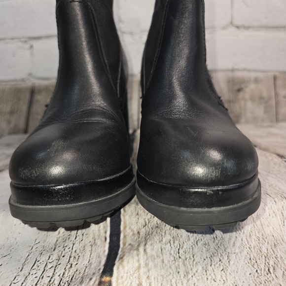 Nakedfeet Black Leather & Knit Chunky Ankle Boot Womens Size 8.5 - Picture 7 of 13